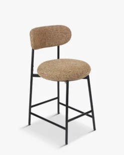 Tabouret de bar, Tweed jaune miami & métal noir, H68 Maia