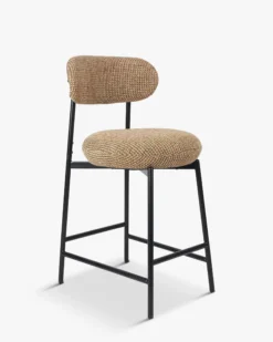 Tabouret de bar, Tweed jaune miami & métal noir, H68 Maia