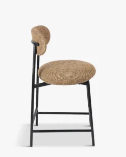 Tabouret de bar, Tweed jaune miami & métal noir, H68 Maia