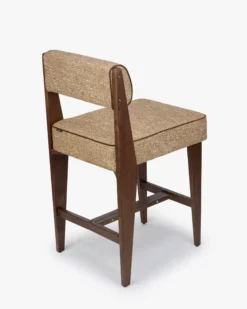 Tabouret de bar, Tweed marron ristretto & Frêne massif, H70 Elva