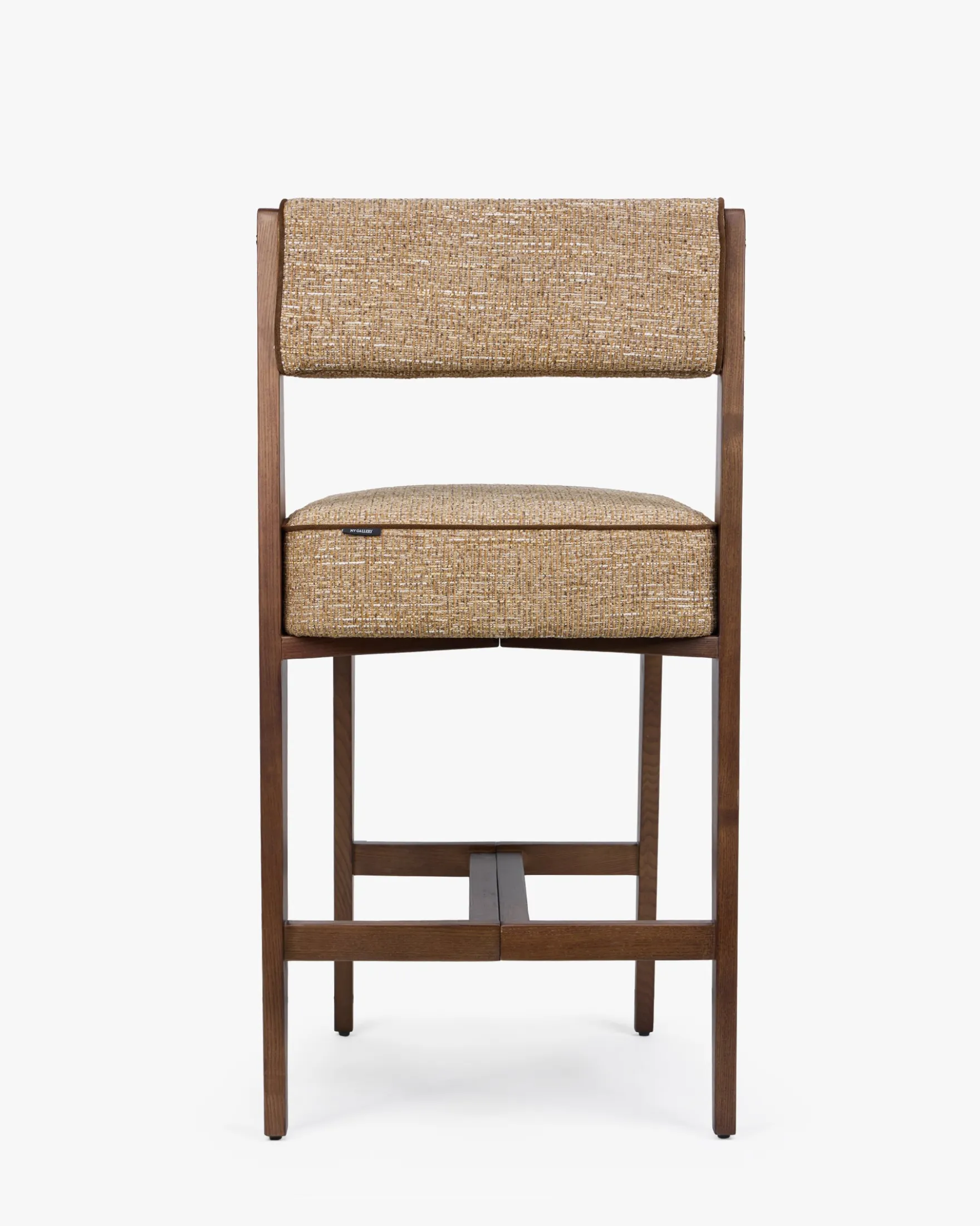 Tabouret de bar, Tweed marron ristretto & Frêne massif, H70 Elva