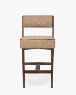 Tabouret de bar, Tweed marron ristretto & Frêne massif, H70 Elva