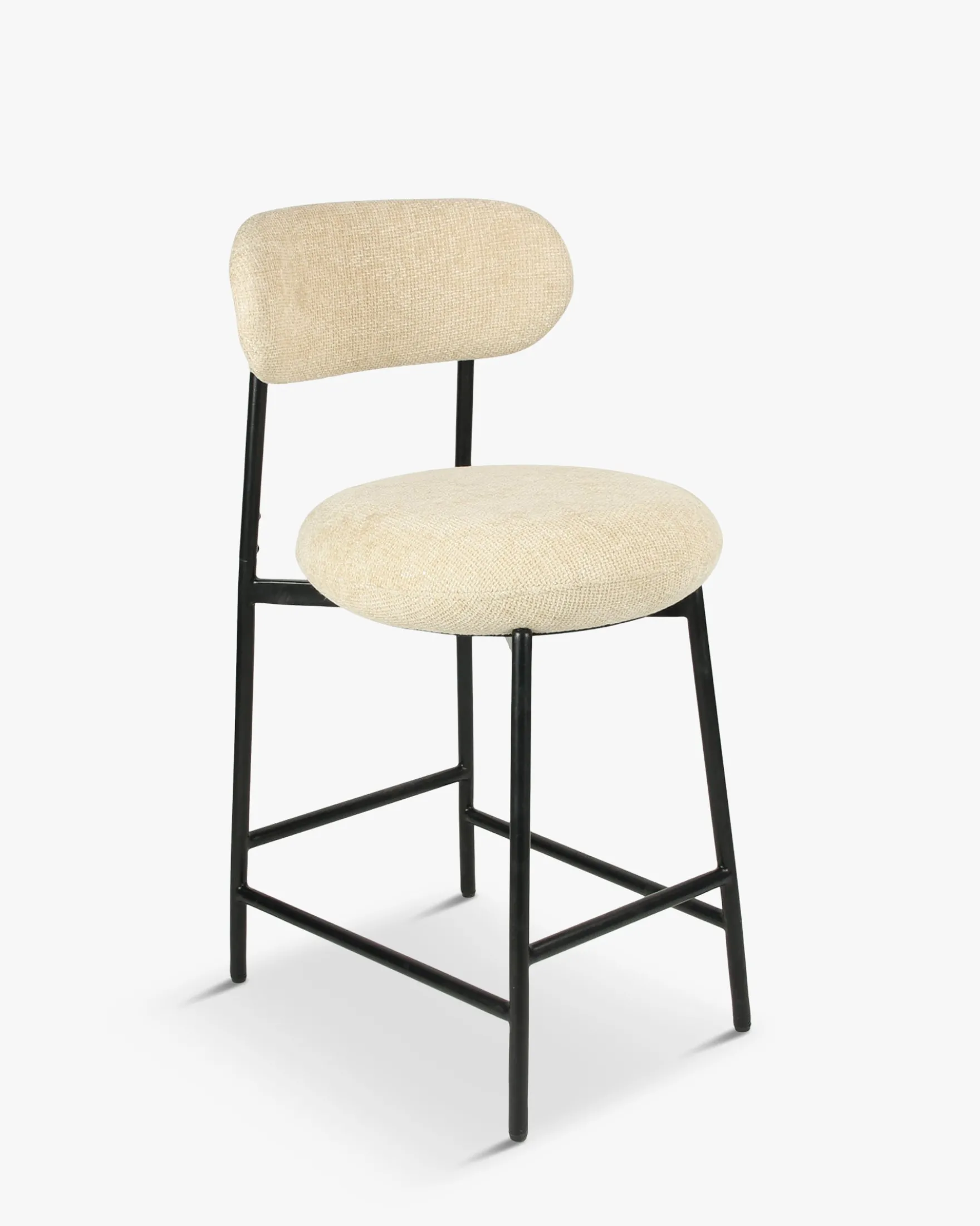 Tabouret de bar, Tweed sable & métal noir, H68 Maia