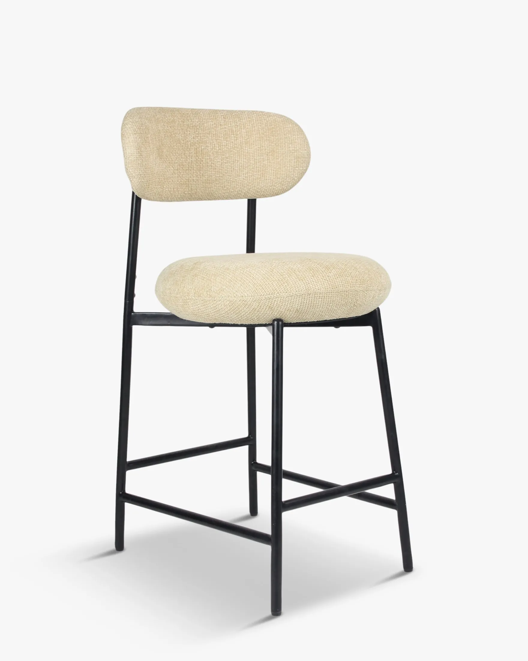 Tabouret de bar, Tweed sable & métal noir, H68 Maia