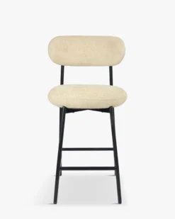 Tabouret de bar, Tweed sable & métal noir, H68 Maia