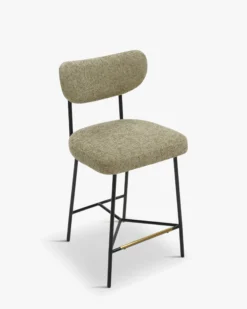Tabouret de bar, Tweed taupe & métal noir, H65 Jasper