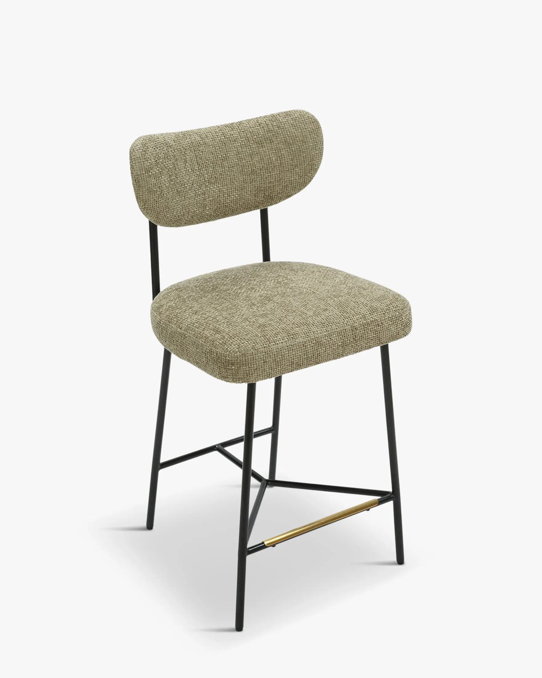 Tabouret de bar, Tweed taupe & métal noir, H65 Jasper