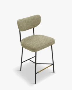 Tabouret de bar, Tweed taupe & métal noir, H65 Jasper