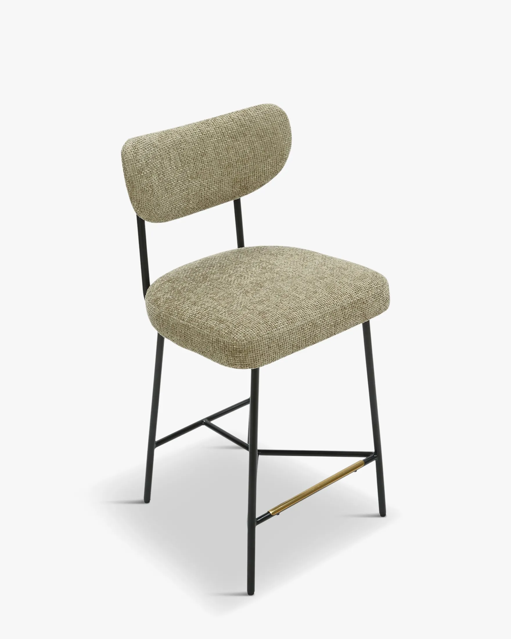 Tabouret de bar, Tweed taupe & métal noir, H65 Jasper