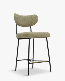 Tabouret de bar, Tweed taupe & métal noir, H65 Jasper