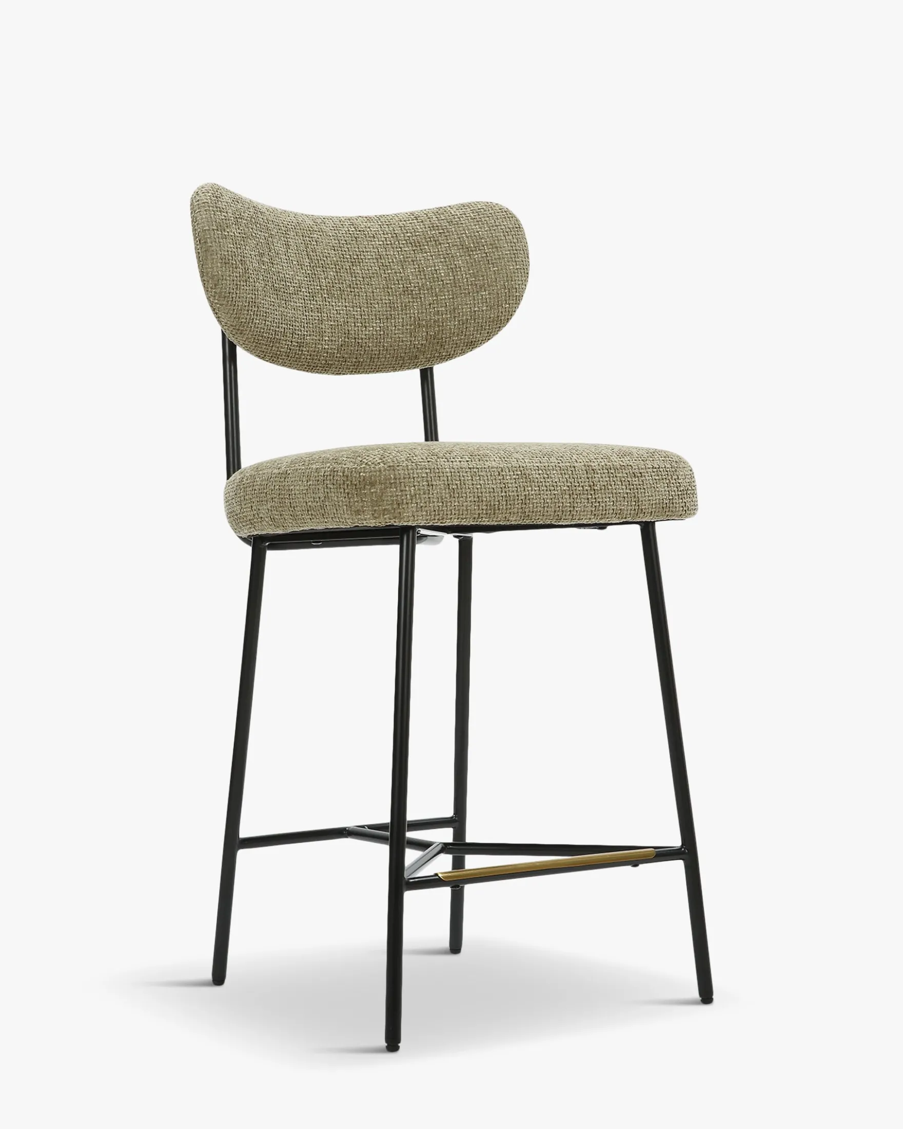 Tabouret de bar, Tweed taupe & métal noir, H65 Jasper