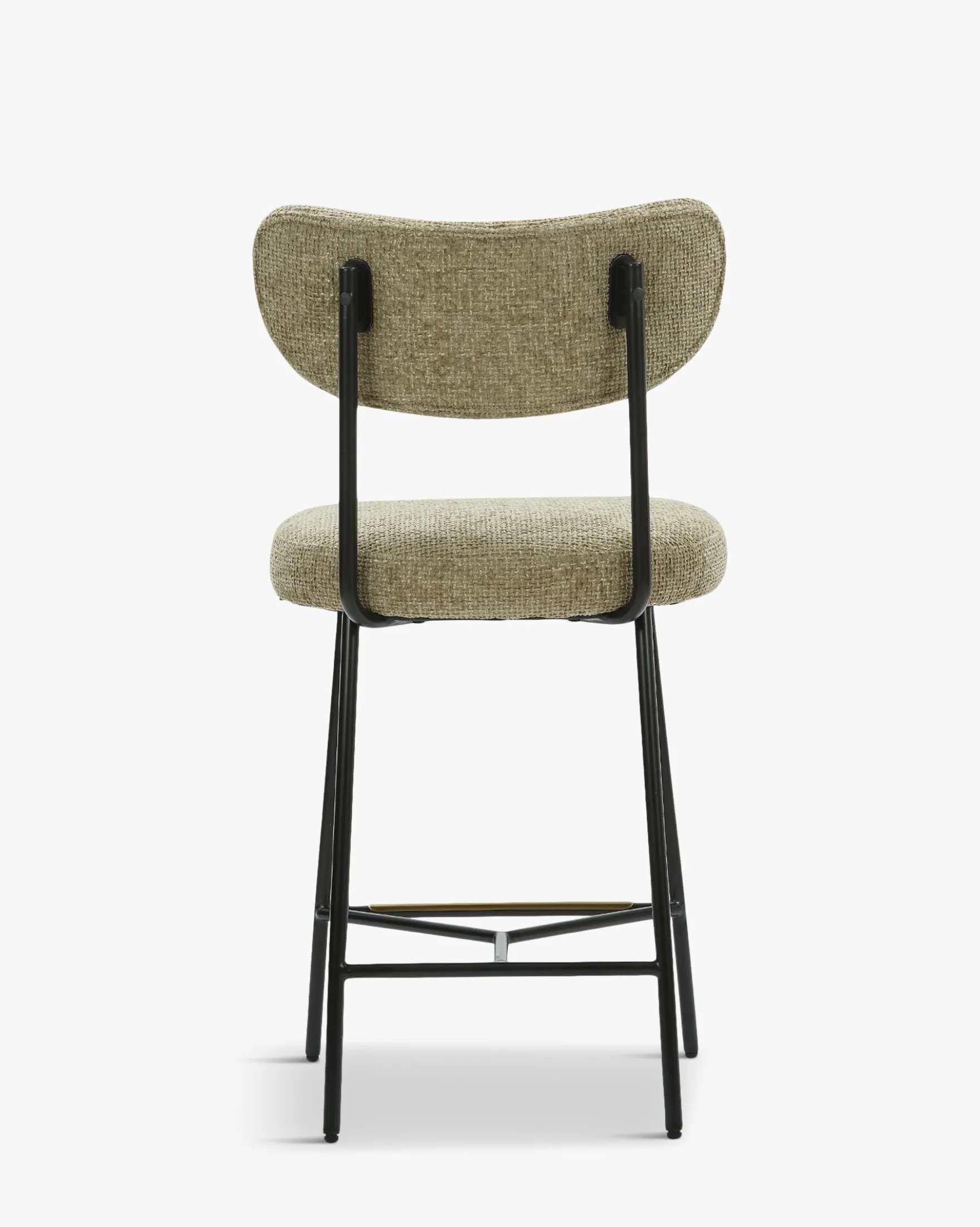 Tabouret de bar, Tweed taupe & métal noir, H65 Jasper