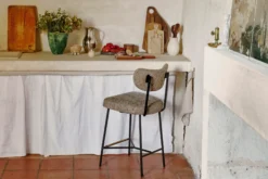 Tabouret de bar, Tweed taupe & métal noir, H65 Jasper