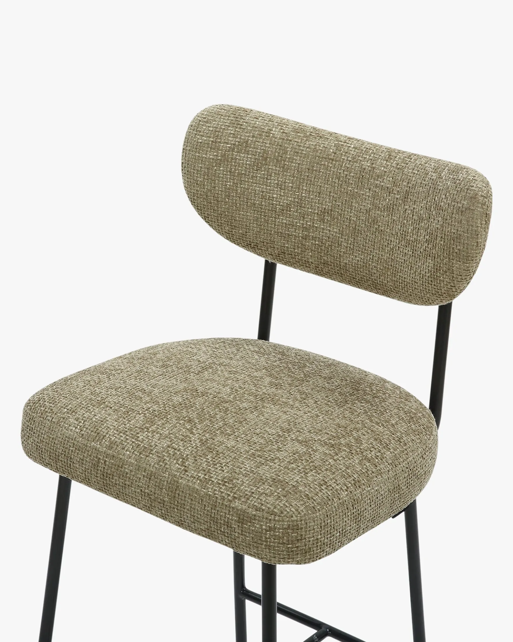 Tabouret de bar, Tweed taupe & métal noir, H65 Jasper
