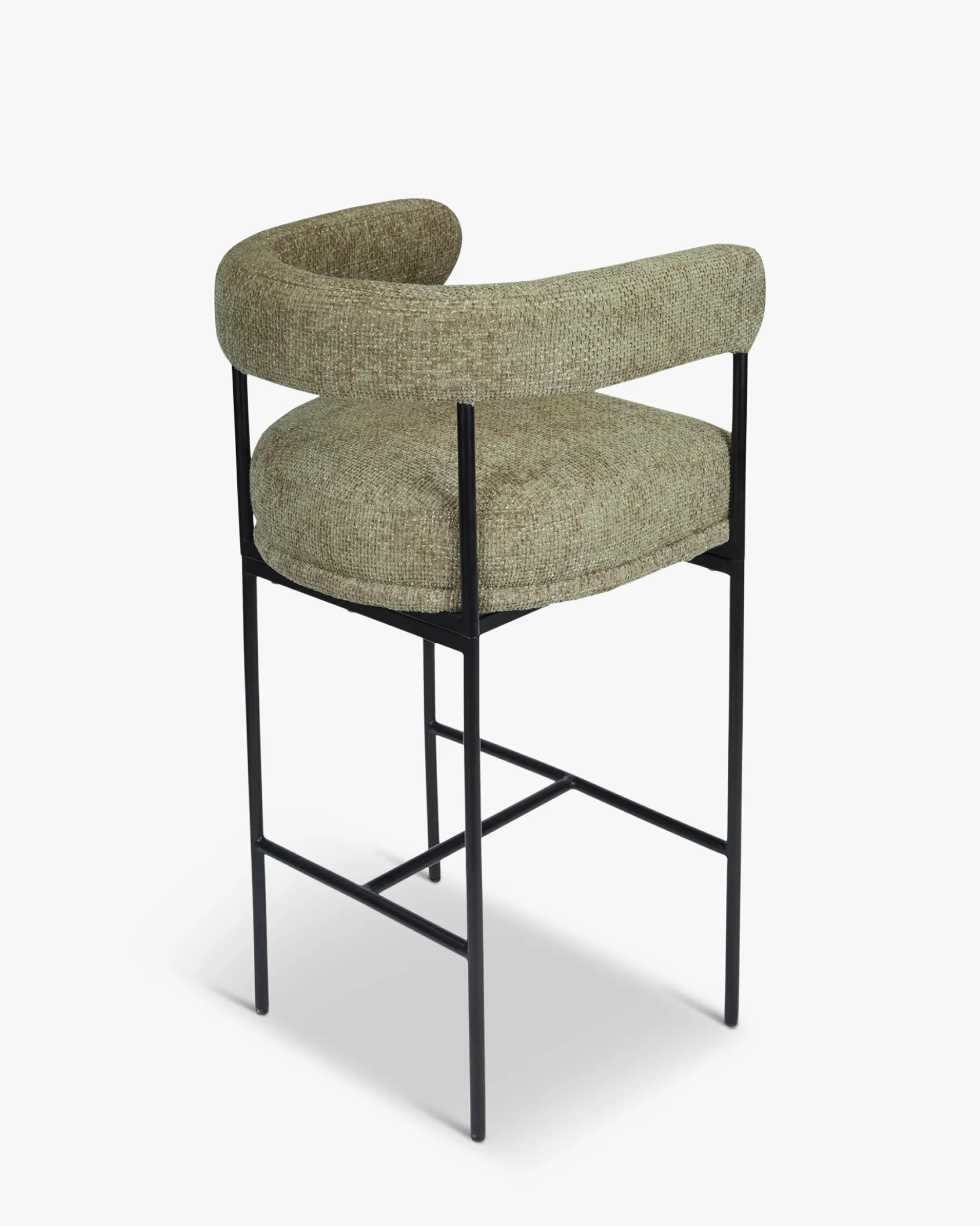 Tabouret de bar, Tweed taupe & métal noir, H78 Arcade