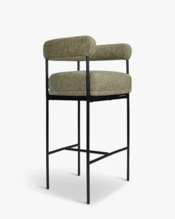 Tabouret de bar, Tweed taupe & métal noir, H78 Arcade