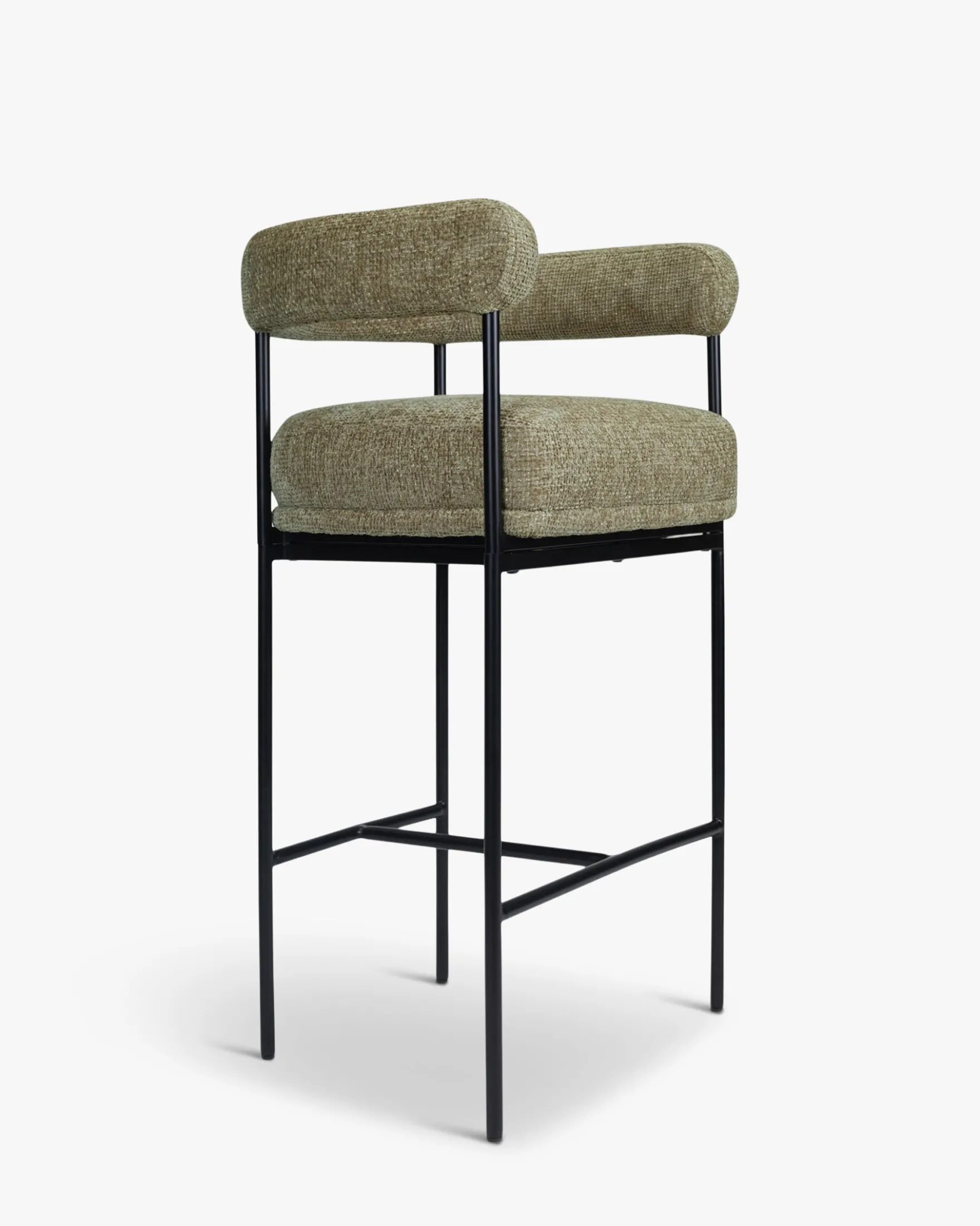 Tabouret de bar, Tweed taupe & métal noir, H78 Arcade