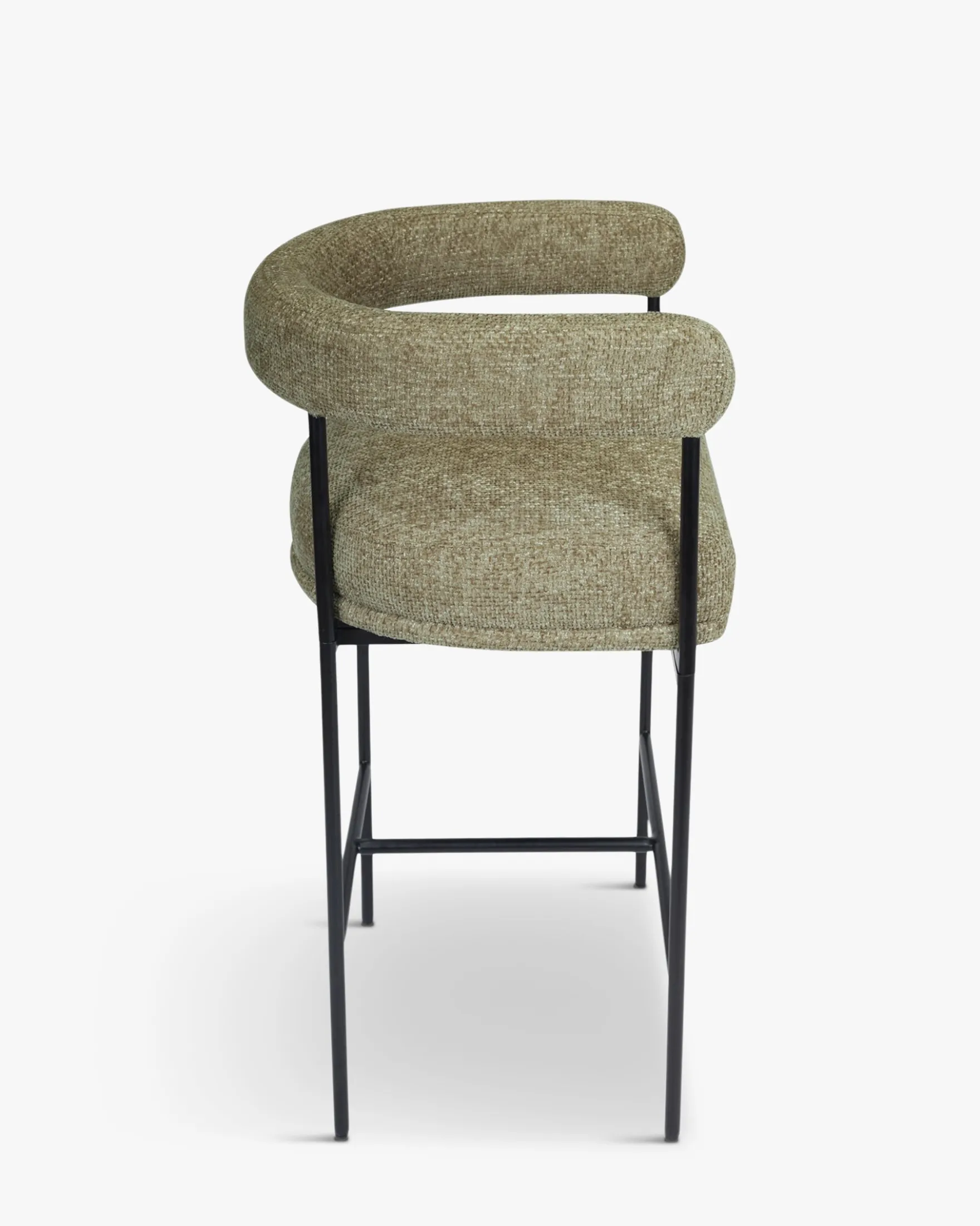 Tabouret de bar, Tweed taupe & métal noir, H78 Arcade