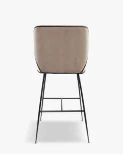 Tabouret de bar, Velours taupe & métal noir, H65 Wayne
