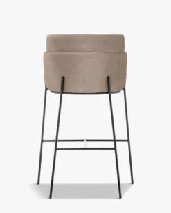 Tabouret de bar, Velours taupe & métal noir, H80 Baron