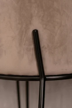 Tabouret de bar, Velours taupe & métal noir, H80 Baron