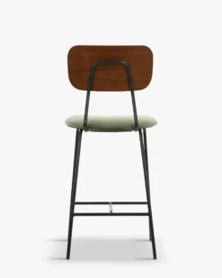 Tabouret de bar, Velours vert bouteille, bois noyer & métal noir, H68 Eero