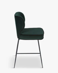 Tabouret de bar, Velours vert cèdre & métal noir, H65 Wayne