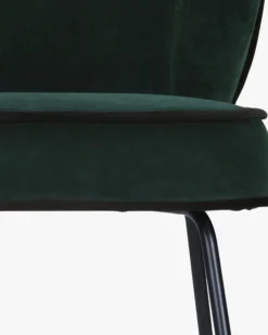 Tabouret de bar, Velours vert cèdre & métal noir, H65 Wayne