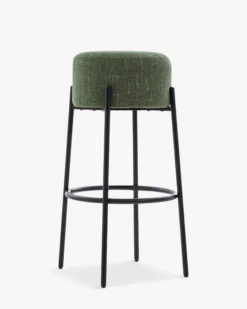 Tabouret de bar, Vert cactus & métal noir, H78 Bismi