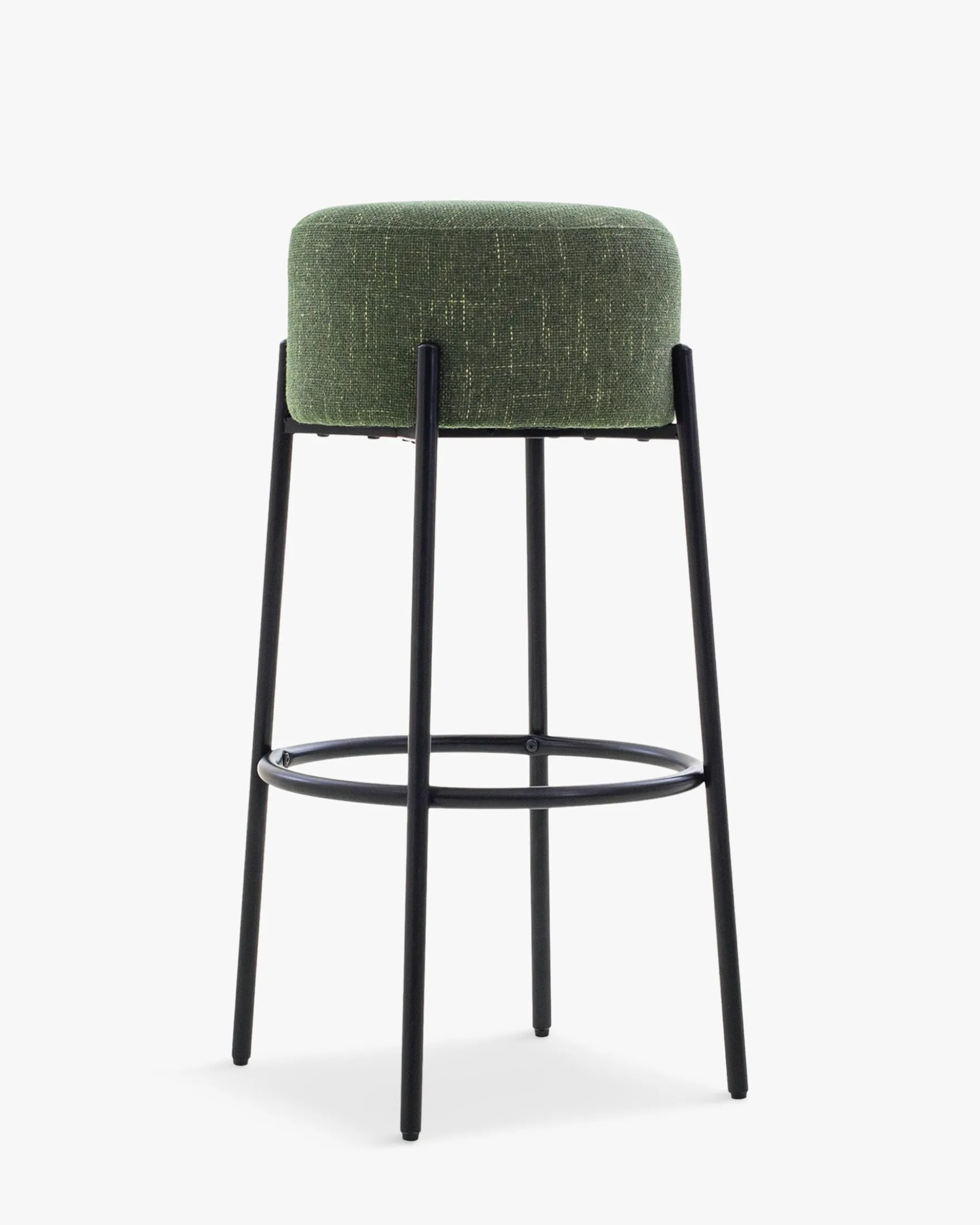 Tabouret de bar, Vert cactus & métal noir, H78 Bismi