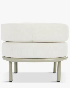 Tabouret ou pouf de jardin, Blanc waterproof & metal taupe Florentino