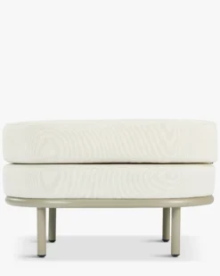 Tabouret ou pouf de jardin, Blanc waterproof & metal taupe Florentino