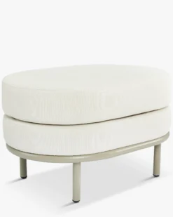 Tabouret ou pouf de jardin, Blanc waterproof & metal taupe Florentino