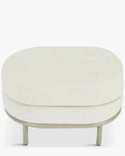 Tabouret ou pouf de jardin, Blanc waterproof & metal taupe Florentino