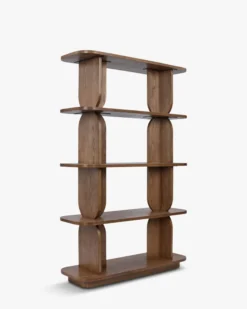 Étagère & bibliothèque, Bois teinte noyer, H152 Charly