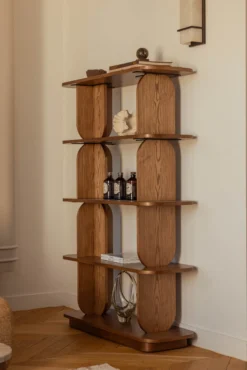 Étagère & bibliothèque, Bois teinte noyer, H152 Charly