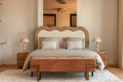 Tête de lit, Bouclette blanc nature & Beige avoine, L185 Oceano
