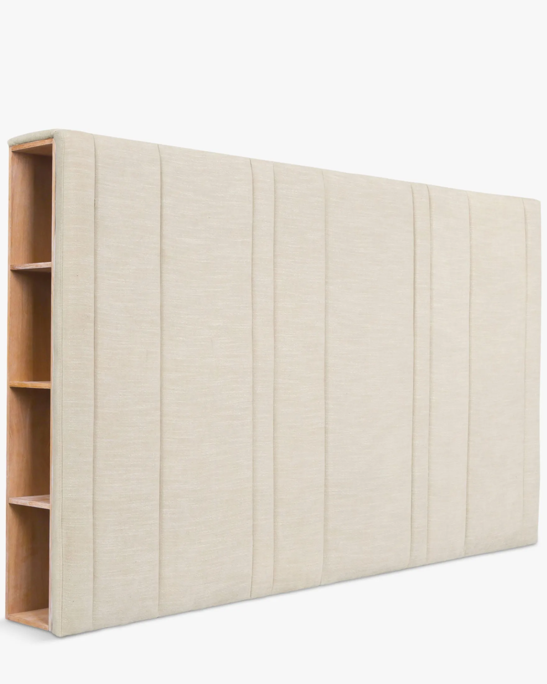 Tête-de-lit crème vanille avec rangements bois, 160x200 Infinity